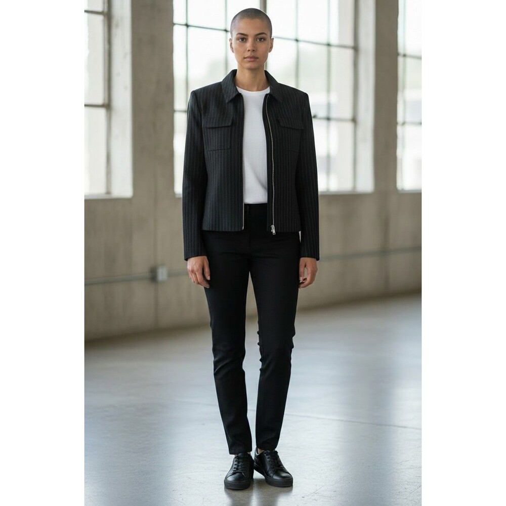 Evan Picone Black & White Pin Stripes Blazer Full Zip Women's Sz 16 NWT